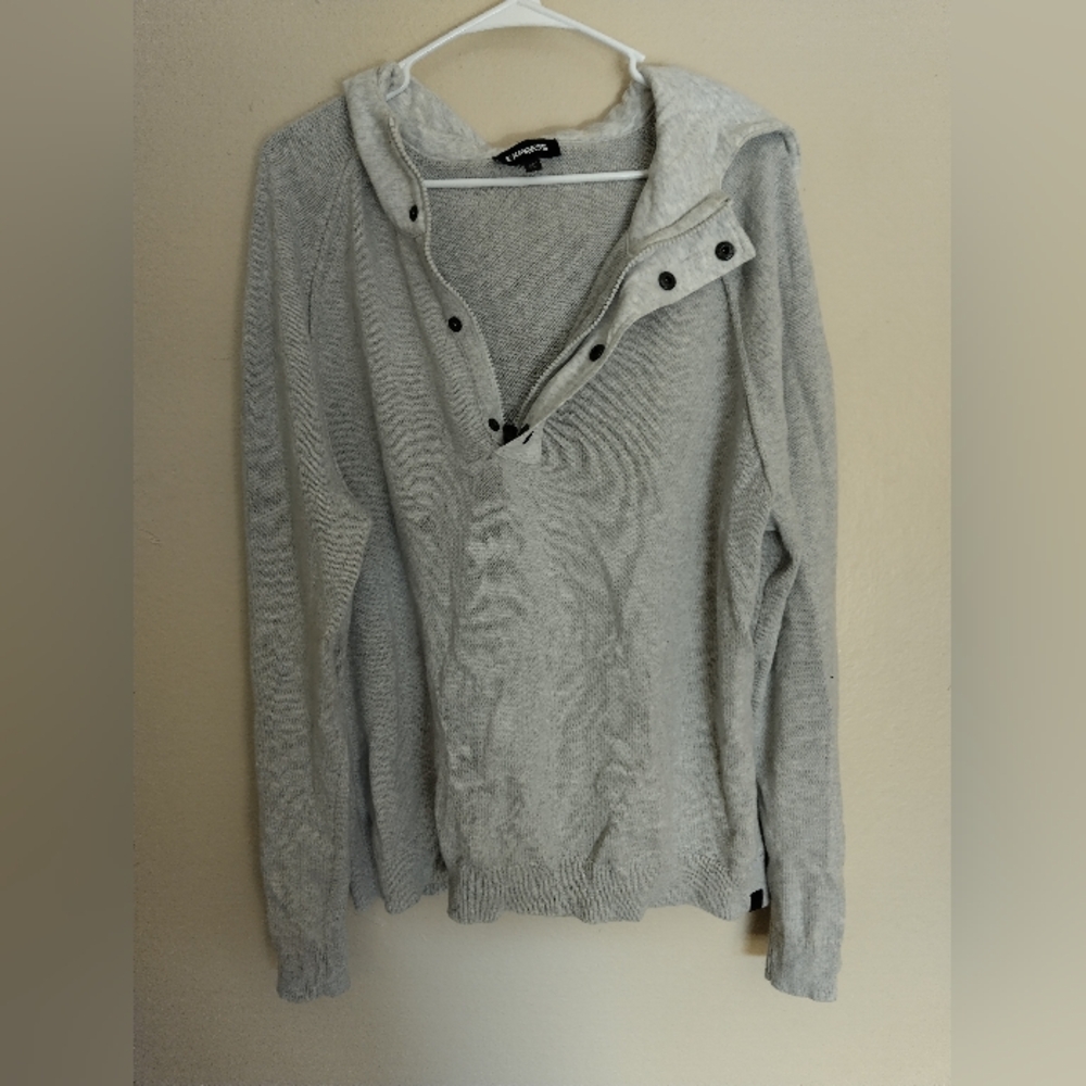 Men's Express XL Light Grey Half Zip Pullover Hoodie